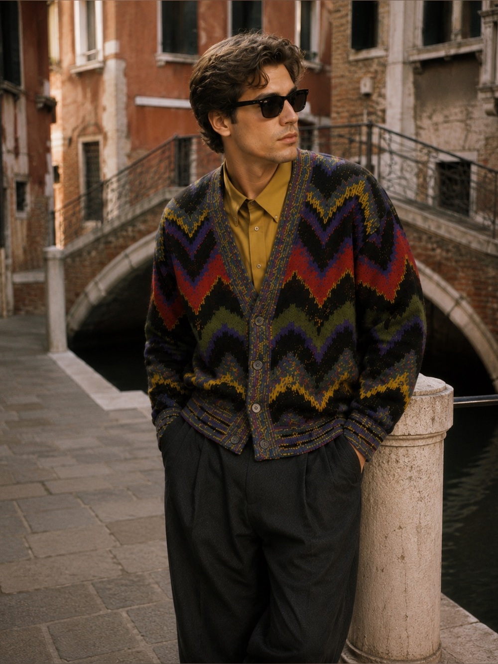 Vinatge Mondo di Marco Italian Mohair Blend Zigzag Cardigan Sweater